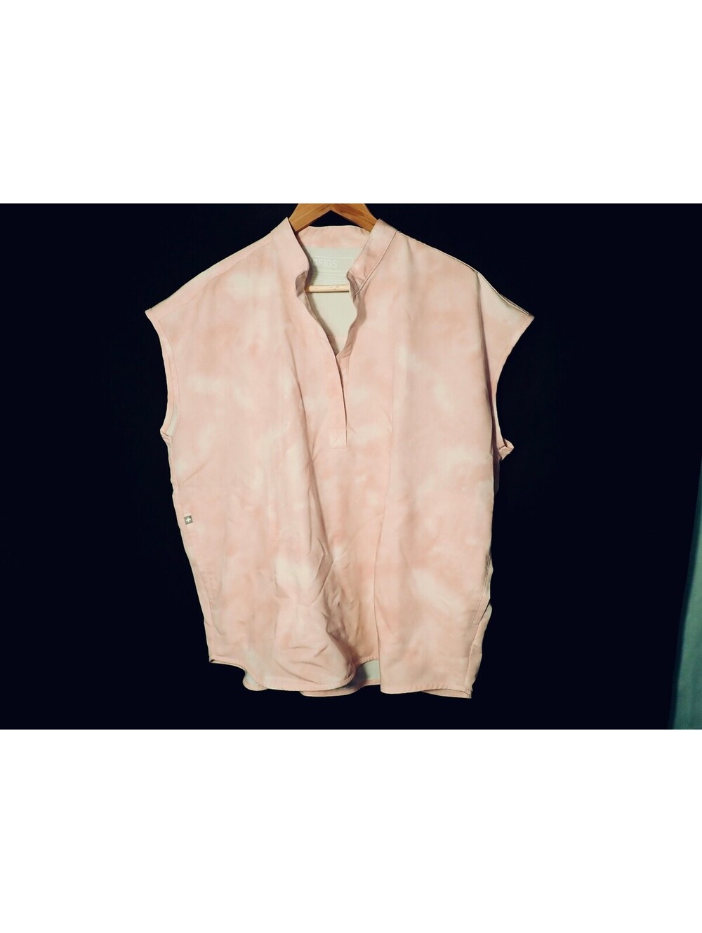 FIGS Womens Rafaela Oversized Scrub Top Pink Marbled Rose Tie Dye XL Extra Large